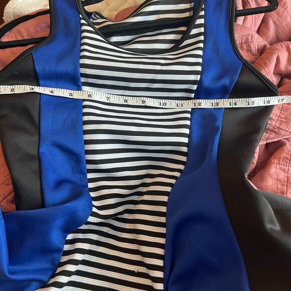 Mary Jane Preppy Striped Bold ColorBlock Sleeveless Peplum Top, Size Large - Picture 9 of 12